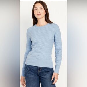 Old Navy Women’s Light Blue SoSoft Crew-Neck Cable Knit Sweater Size M Petite